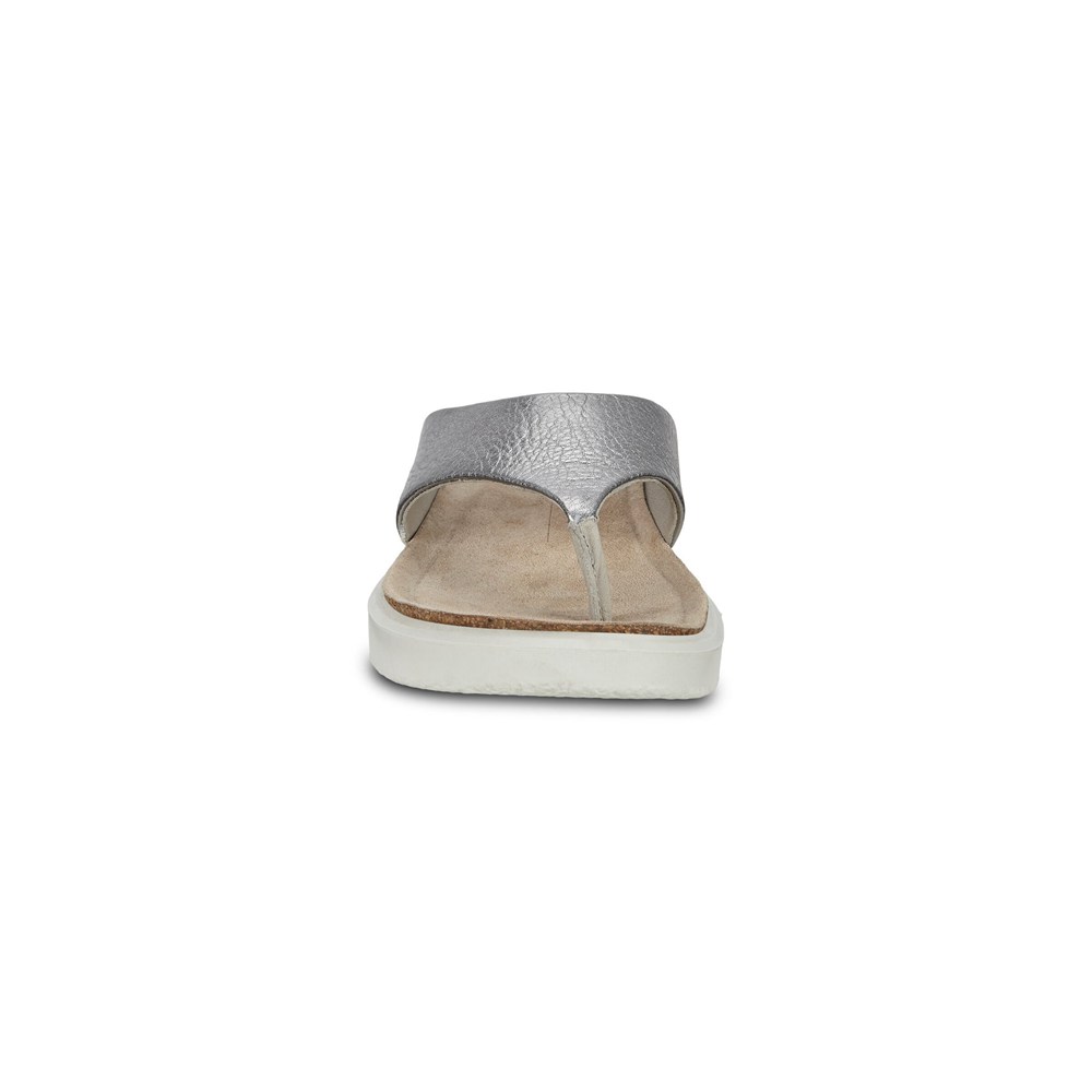 ECCO Womens Sandals Silver - Corksphere Thong - TUP-287564